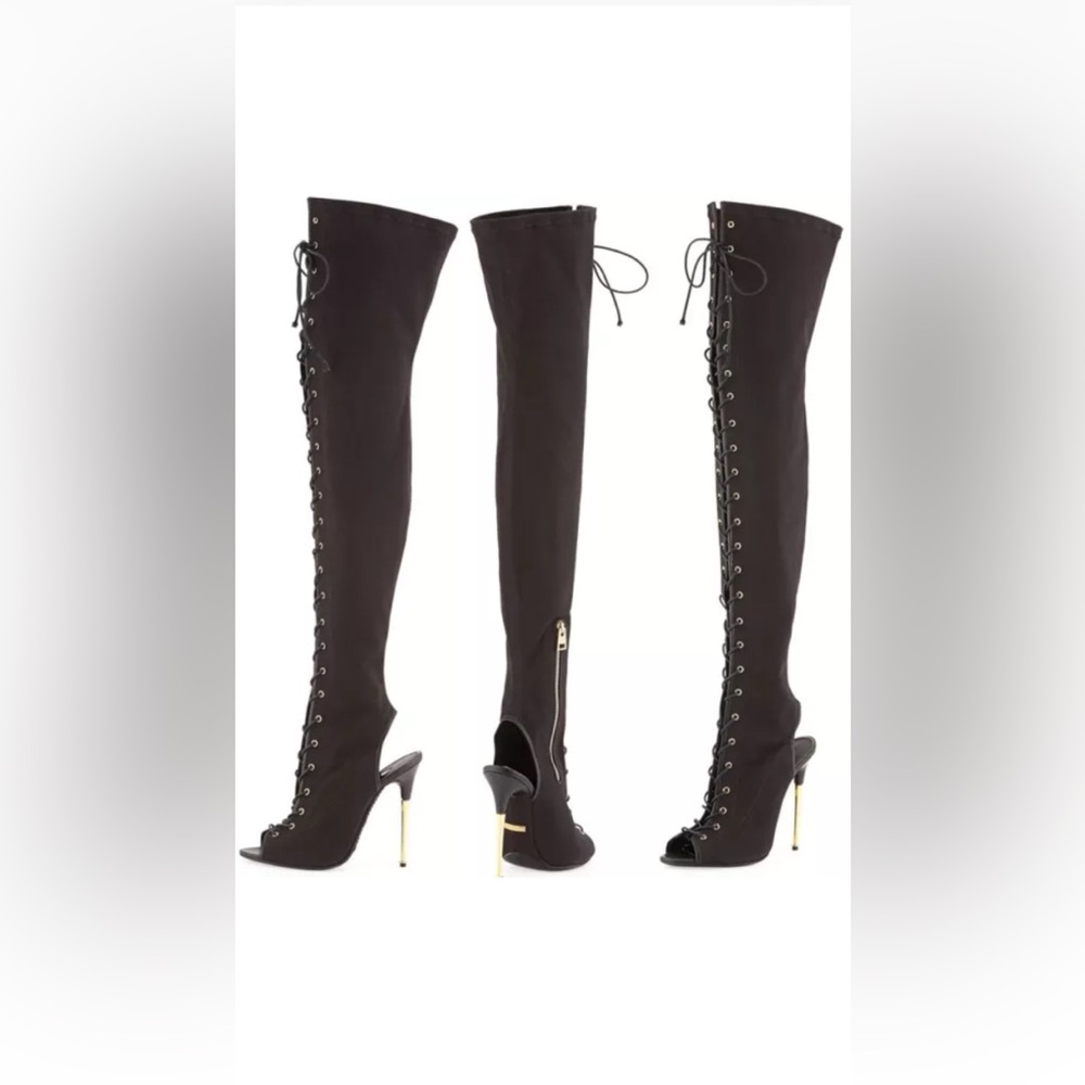 TOM FORD Canvas Over The Knee Boots Sz 38 US 7 - Picture 5 of 16